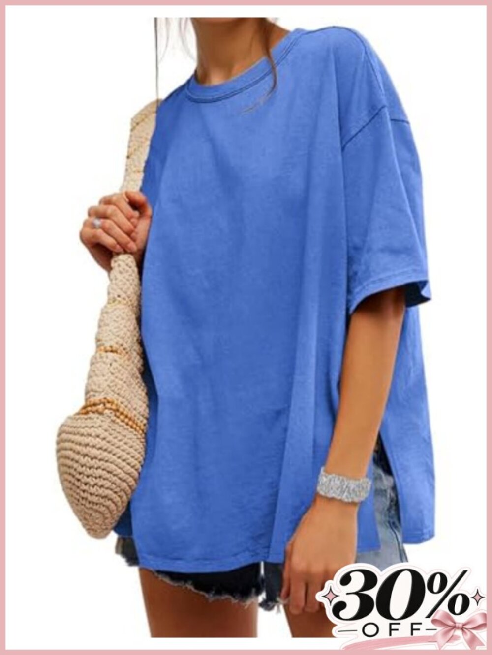 Oversized Womens T-Shirt Short Sleeve Loose Fit Crew Neck Summer Tee